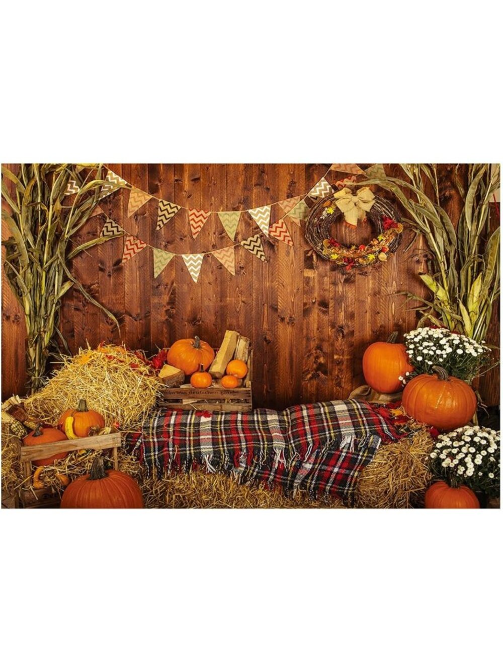 10x8FT Thanksgiving Autumn Backdrop with Pumpkins - Fall Photo Background